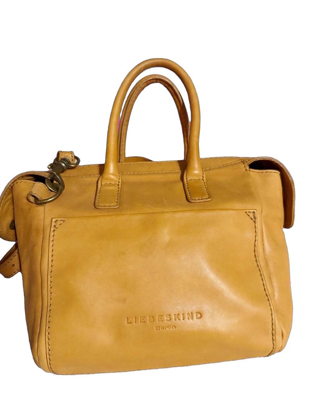 Liebeskind Tan Leather Vintage Double-Handle Satchel Bag